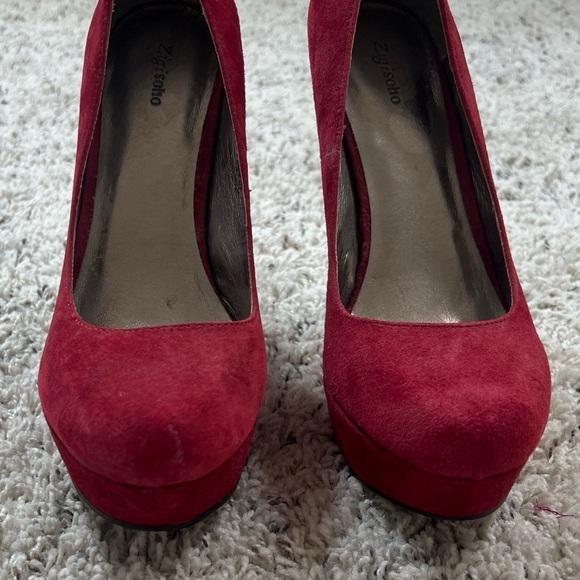 Zigi Soho Suede Leather Red Platform Stiletto Heels Pumps Size 9 Women’s - Picture 4 of 8